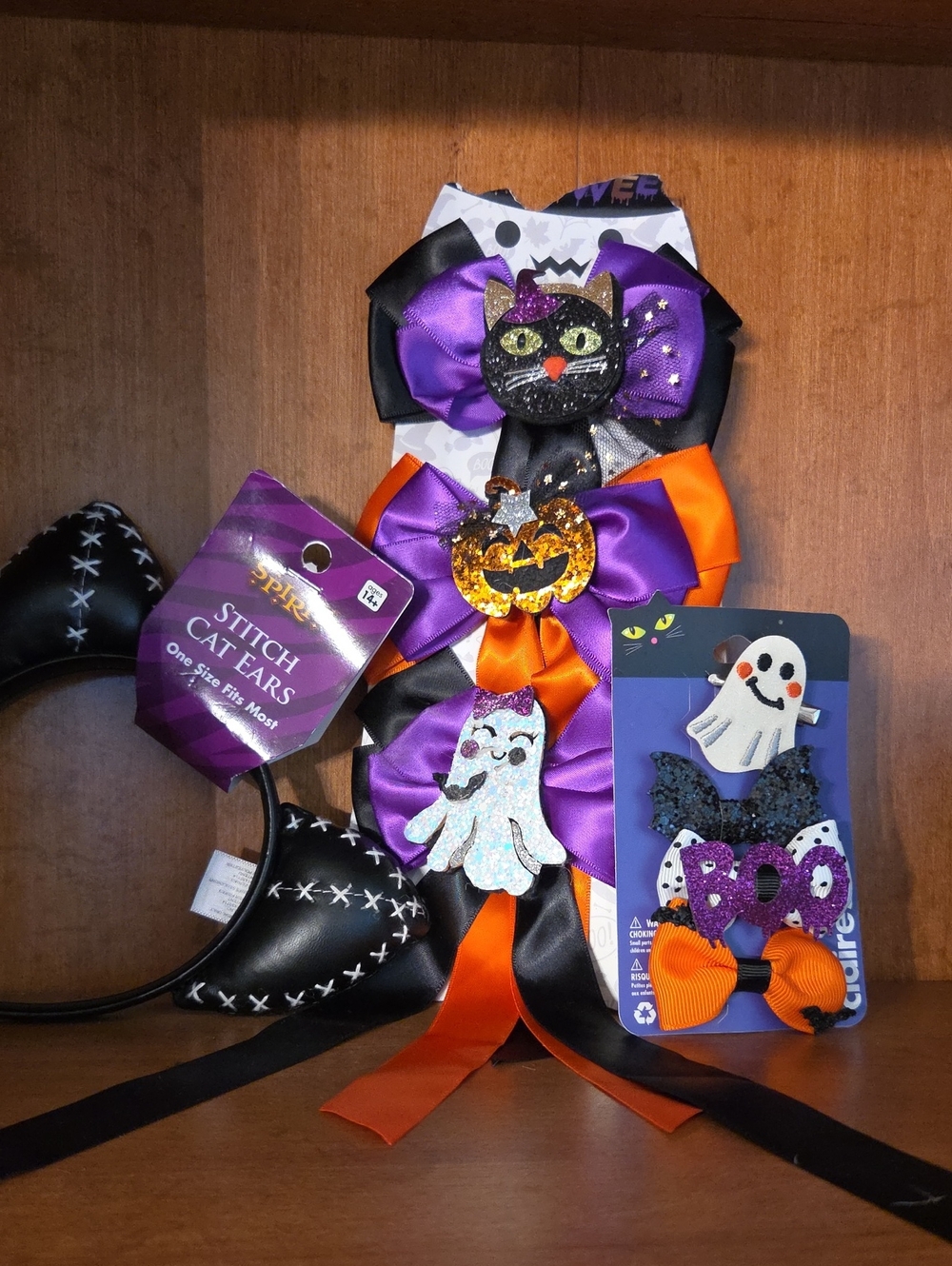Girls Halloween Themed Bows And Cat Ears NWT
